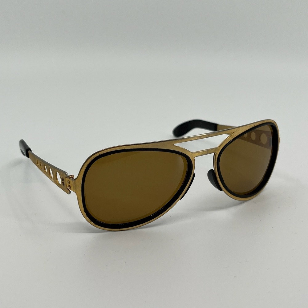 Vtg 80s Aviator Sunglasses Made In France Gold Tone Metal Frame Brown Lenses